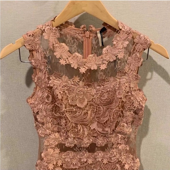 Top Shop Floral Mauve Pink Scallop Lace Dress Self Portrait - Picture 4 of 5